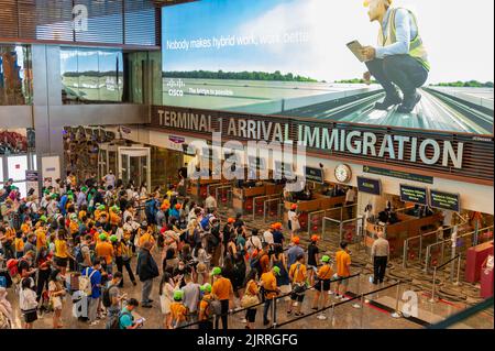 Terminal 1 Arrival Immigration, Singapore Changi Airport Stock Photo