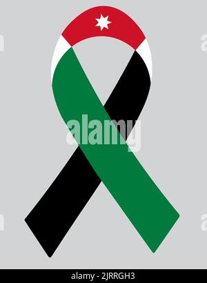 Jordan logo. Sign with the map of the country and colored stripes ...