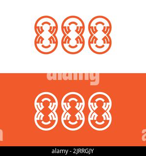 888 vector logo design. Stock Vector