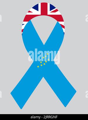 3D Flag of Tuvalu on a fabric ribbon. Stock Vector