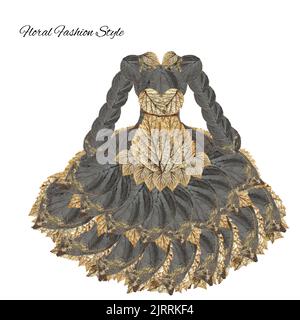 fantastic dress made of flowers  High Style floral fashion Stock Photo