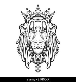 Crown lion king cool silhouette Vector illustrations for your work Logo, mascot merchandise t-shirt, stickers and Label designs, poster, greeting card Stock Photo