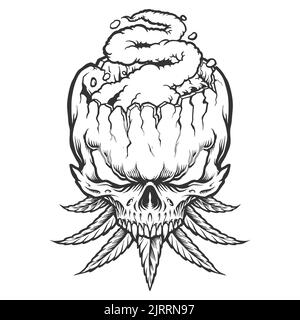 Skulls stone with smoke weed silhouette Vector illustrations for your ...