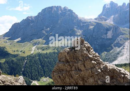Rock and the dolomites mountain range called PALA GROUP in Northern Italy Stock Photo