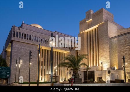View at twilight of Heichal Shlomo the former seat of the Chief Rabbinate of Israel and currently a museum located adjacent to the Great Synagogue of Jerusalem on 56 King George Street, West Jerusalem, Israel Stock Photo