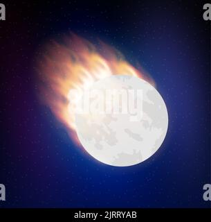 Falling meteorite, Shooting stars. Space background. Meteor Rain. Vector stock illustration. Stock Vector