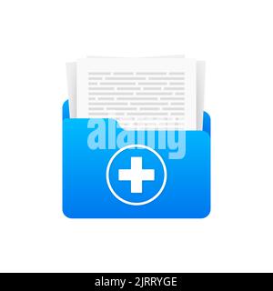 Medical folder archive. Health history, Archive data file. Vector stock illustration. Stock Vector