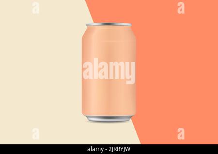 Cold Drink Can Realistic Mockup Illustration Shiny Beverage Beer Tin Aluminum Steel Presentation Showcase Purpose Template Stock Vector