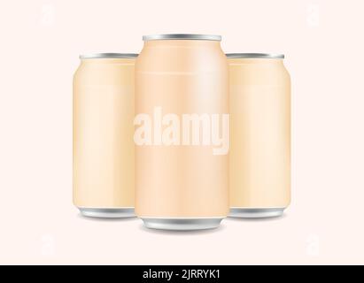 Beer Cans Showcase Colorful Shiny Mockup Template Metallic Packaging Cold Drink Liquid Illustration Stock Vector