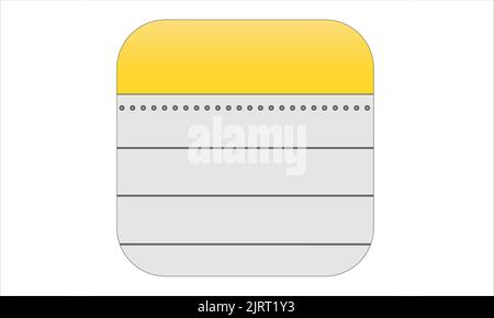 Apple IOS notes app icon Vector, developed and maintained by Apple Inc. use to save any type of notes Stock Vector