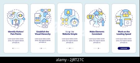 Mobile first key elements onboarding mobile app screen Stock Vector