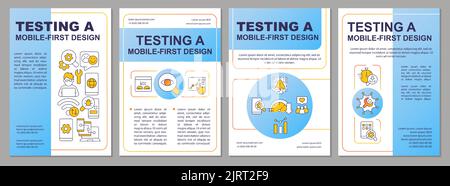 Testing mobile first design blue brochure template Stock Vector