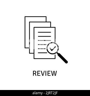 Review icon. Line research symbol isolated for web, app. Outline style vector illustration Stock Vector