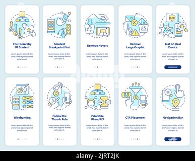 Mobile first design onboarding mobile app screen set Stock Vector