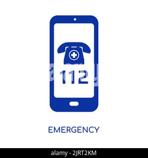 Emergency call icon. 112 help phone sign. Flat vector illustration Stock Vector