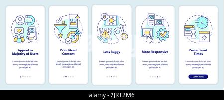 Advantages of mobile first design onboarding mobile app screen Stock Vector