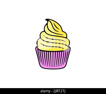 Cupcake, confectionery, food, pastry and baking, logo design. Meal, sweet food, bakery, bake and baked, vector design and illustration Stock Vector