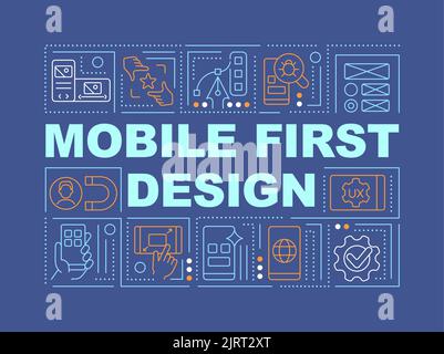 Mobile first design word concepts dark blue banner Stock Vector