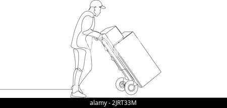 Trolley Box Drawing Hand drawn Logistic trolley vector illustration Stock Vector Image ...