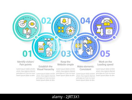 Mobile first key elements blue circle infographic template Stock Vector