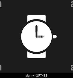 Wristwatch dark mode glyph ui icon Stock Vector