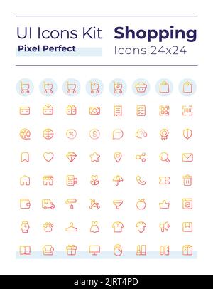 E commerce pixel perfect gradient linear ui icons set Stock Vector