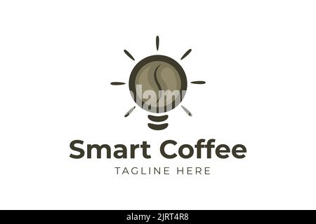 A logo of a coffee bean in a light bulb  - great for a coffee shop Stock Vector