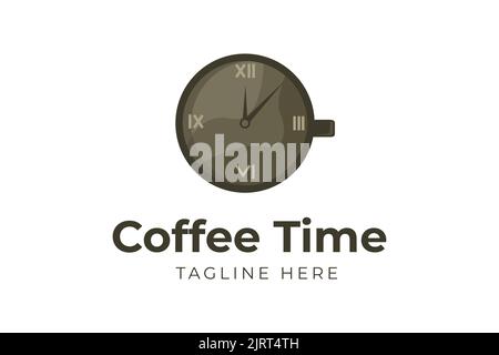 A logo of a clock showing coffee time - great for a coffee shop Stock Vector