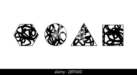 Geometric shapes with grunge texture Stock Vector