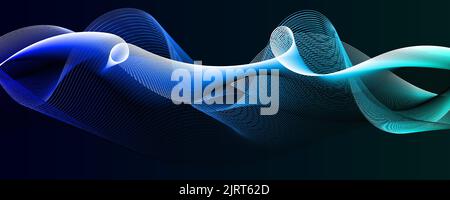 Wavy fluid, thin waves, abstract lines Stock Vector