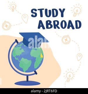 Study abroad card template Stock Vector