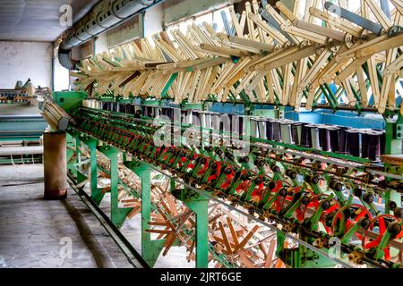Old abandoned soviet silk weaving factory in Basqal, Azerbaijan Stock Photo