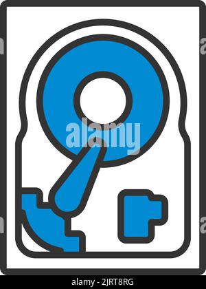HDD Icon. Editable Bold Outline With Color Fill Design. Vector Illustration. Stock Vector