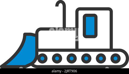 Icon Of Construction Bulldozer. Editable Bold Outline With Color Fill Design. Vector Illustration. Stock Vector