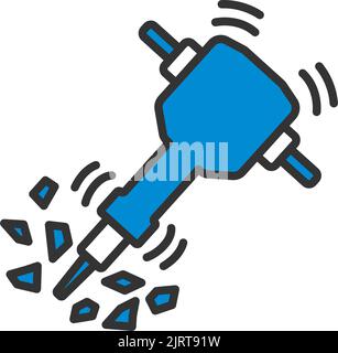 Icon Of Construction Jackhammer. Editable Bold Outline With Color Fill Design. Vector Illustration. Stock Vector