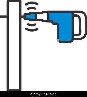 Icon Of Perforator Drilling Wall. Editable Bold Outline With Color Fill Design. Vector Illustration. Stock Vector
