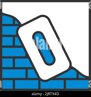 Icon Of Plastered Brick Wall. Editable Bold Outline With Color Fill Design. Vector Illustration. Stock Vector