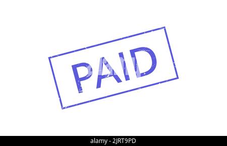 PAID Blue grunge stamp vector on white background. Stock Vector
