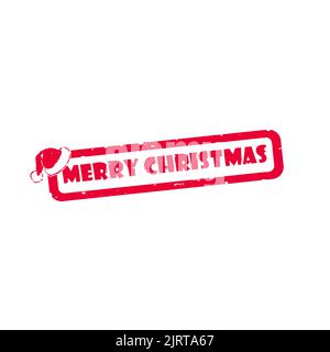 Red grunge merry Christmas vector stamp sign. Stock Vector