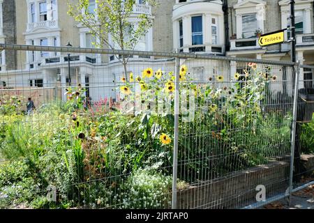 London, UK. 26th Aug, 2022. High security by wealthy owners of houses with  boarded up buildings and graffiti before the Notting Hill as the area prepares for the carnival after a two year gap. Credit: Matthew Chattle/Alamy Live News Stock Photo