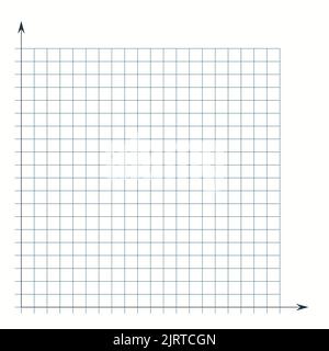 Grid paper. Mathematical graph. Cartesian coordinate system with x-axis, y-axis. Squared background with color lines. Geometric pattern for school Stock Vector