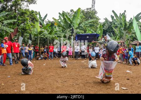 The Indonesian people celebrate the 77th Independence Day of the Republic of Indonesia in Bogor City August 17, 2022 Stock Photo