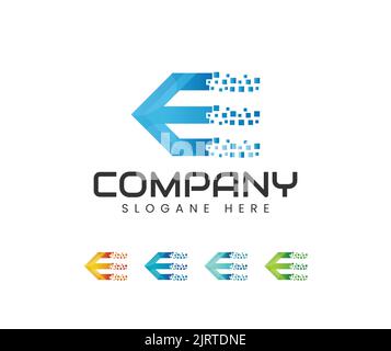 Speed letter initial e logo design template. Motion Speed Line Letter E Logo Design Template Element Stock Vector