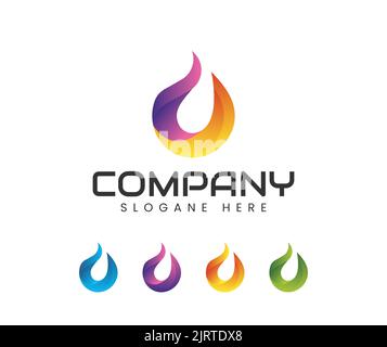 creative flame fire logo design vector illustration. Fire flame logo design vector. Hot logo template. Droplet Logotype icon Stock Vector