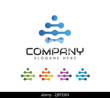 Tech logo design template. Dot Circle Connected as Network Logo Vector - Vector Stock Vector