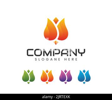 Creative flower inspiration design template. Leave Nature Logo Design Template Stock Vector
