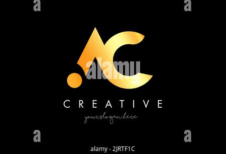 AC a c Letters logo design with golden circle and white leaves on ...