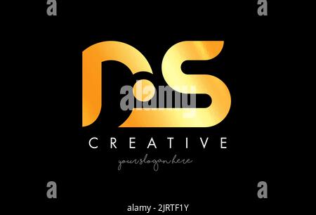 Golden Gold DS Letter Logo Design with Creative Modern Trendy Typography and Black Colors. Stock Vector