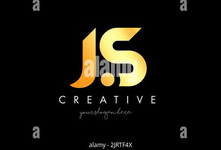 Golden Gold JS Letter Logo Design with Creative Modern Trendy Typography and Black Colors. Stock Vector