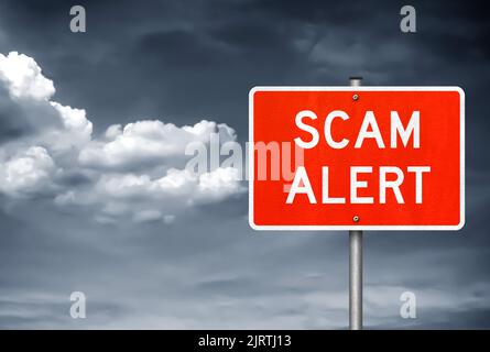Scam Alert - roadsign warning Stock Photo